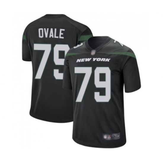 Men's New York Jets 79 Brent Qvale Game Black Alternate Football Jersey