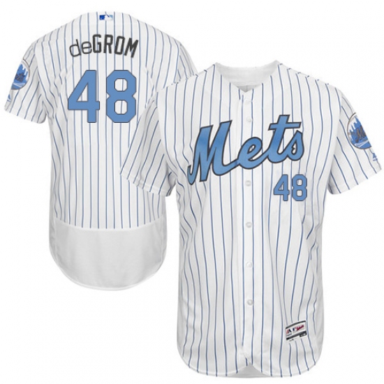 Men's Majestic New York Mets 48 Jacob deGrom Authentic White 2016 Father's Day Fashion Flex Base MLB Jersey