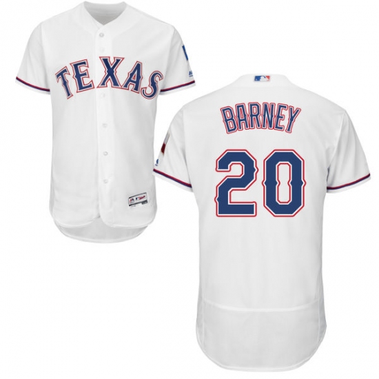Men's Majestic Texas Rangers 20 Darwin Barney White Home Flex Base Authentic Collection MLB Jersey
