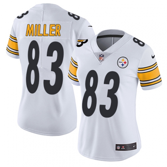 Women's Nike Pittsburgh Steelers 83 Heath Miller White Vapor Untouchable Limited Player NFL Jersey