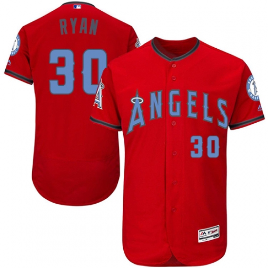 Men's Majestic Los Angeles Angels of Anaheim 30 Nolan Ryan Authentic Red 2016 Father's Day Fashion Flex Base MLB Jersey