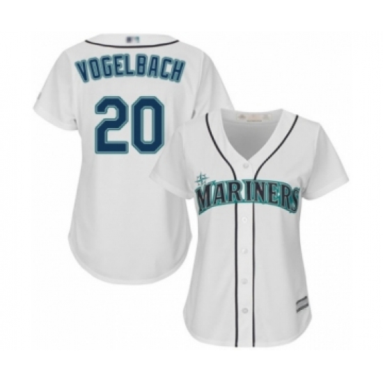 Women's Seattle Mariners 20 Daniel Vogelbach Authentic White Home Cool Base Baseball Player Jersey