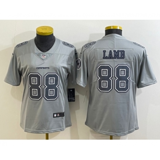 Women's Dallas Cowboys 88 CeeDee Lamb Grey Atmosphere Fashion 2022 Vapor Untouchable Stitched Nike Limited Jersey