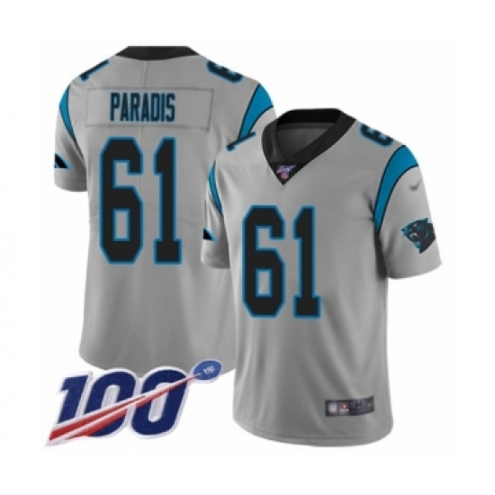 Youth Carolina Panthers 61 Matt Paradis Silver Inverted Legend Limited 100th Season Football Jersey