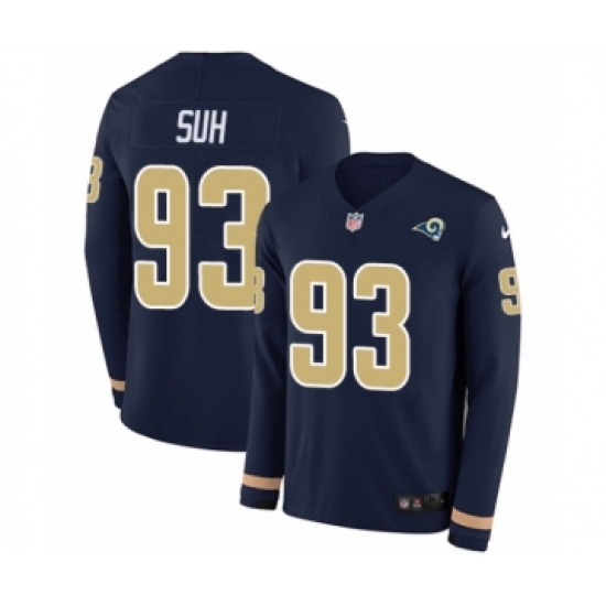Men's Nike Los Angeles Rams 93 Ndamukong Suh Limited Navy Blue Therma Long Sleeve NFL Jersey