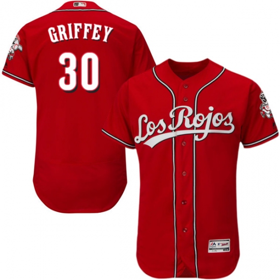 Men's Majestic Cincinnati Reds 30 Ken Griffey Red Los Rojos Flexbase Authentic Collection MLB Jersey