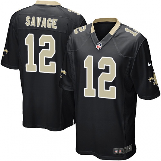 Men's Nike New Orleans Saints 12 Tom Savage Game Black Team Color NFL Jersey