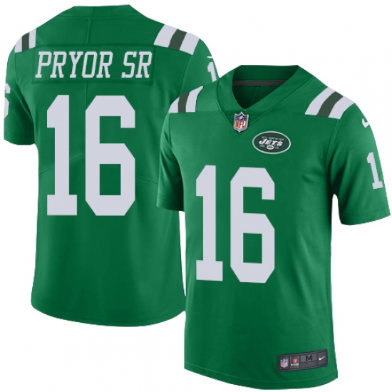 Men's Nike New York Jets 16 Terrelle Pryor Sr. Limited Green Rush Vapor Untouchable NFL Jersey