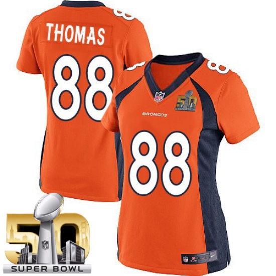 Women's Nike Denver Broncos 88 Demaryius Thomas Limited Orange Team Color Super Bowl 50 Bound NFL Jersey