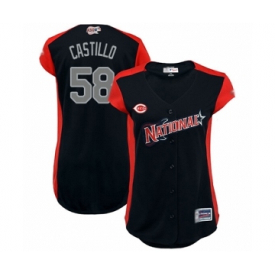 Women's Cincinnati Reds 58 Luis Castillo Authentic Navy Blue National League 2019 Baseball All-Star Jersey