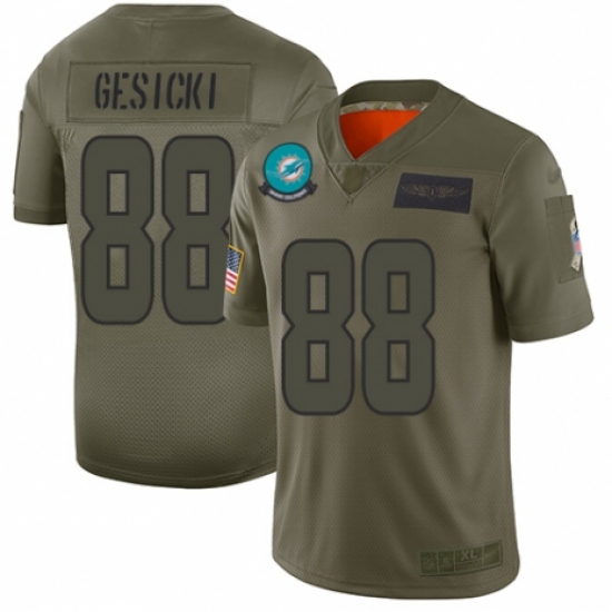Youth Miami Dolphins 88 Mike Gesicki Limited Camo 2019 Salute to Service Football Jersey