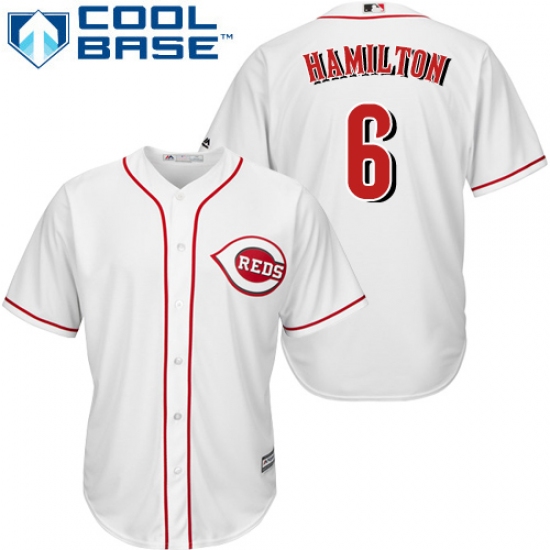 Youth Majestic Cincinnati Reds 6 Billy Hamilton Authentic White Home Cool Base MLB Jersey
