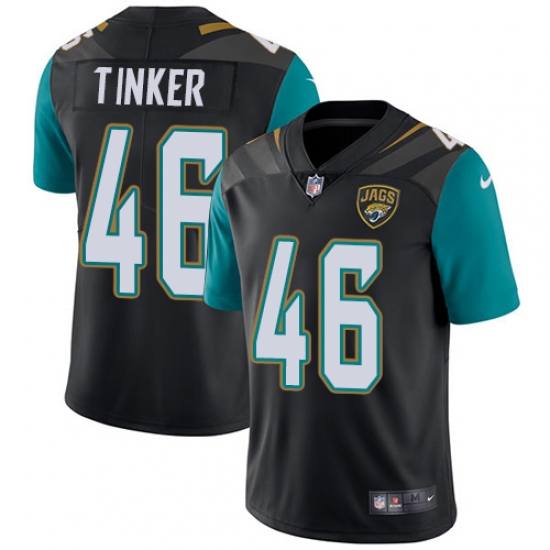 Men's Nike Jacksonville Jaguars 46 Carson Tinker Black Alternate Vapor Untouchable Limited Player NFL Jersey