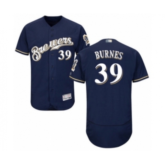 Men's Milwaukee Brewers 39 Corbin Burnes Navy Blue Alternate Flex Base Authentic Collection Baseball Player Jersey