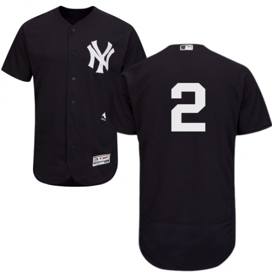 Men's Majestic New York Yankees 2 Derek Jeter Navy Blue Alternate Flex Base Authentic Collection MLB Jersey
