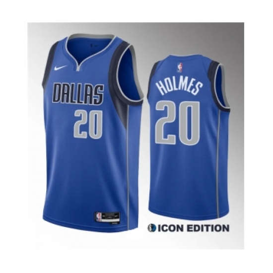 Men's Dallas Mavericks 20 Richaun Holmes Blue 2023 Draft Icon Edition Stitched Basketball Jersey