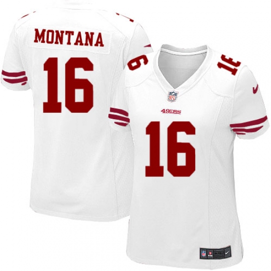 Women's Nike San Francisco 49ers 16 Joe Montana Game White NFL Jersey
