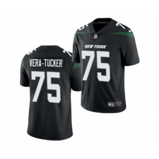Men's New York Jets 75 Alijah Vera-Tucker 2021 Football Draft Black Vapor Untouchable Limited Jersey