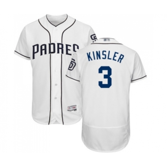 Men's San Diego Padres 3 Ian Kinsler White Home Flex Base Authentic Collection Baseball Jersey