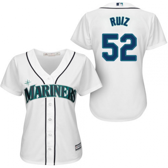 Women's Majestic Seattle Mariners 52 Carlos Ruiz Replica White Home Cool Base MLB Jersey