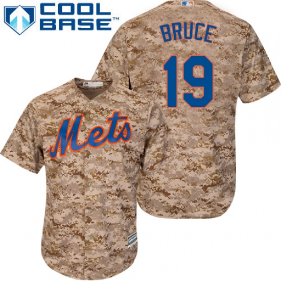 Men's Majestic New York Mets 19 Jay Bruce Authentic Camo Alternate Cool Base MLB Jersey