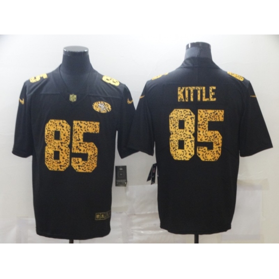 Men's San Francisco 49ers 85 George Kittle Black Nike Leopard Print Limited Jersey
