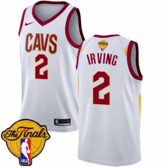 Men's Nike Cleveland Cavaliers 2 Kyrie Irving Authentic White 2018 NBA Finals Bound NBA Jersey - Association Edition