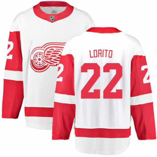 Men's Detroit Red Wings 22 Matthew Lorito Fanatics Branded White Away Breakaway NHL Jersey