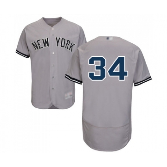 Men's New York Yankees 34 J.A. Happ Grey Road Flex Base Authentic Collection Baseball Jersey