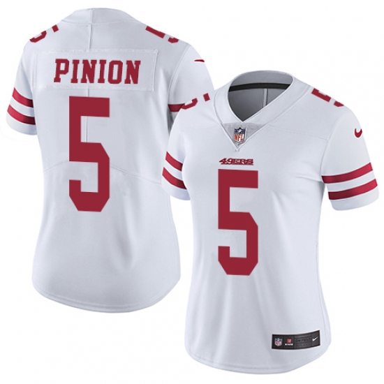 Women's Nike San Francisco 49ers 5 Bradley Pinion White Vapor Untouchable Limited Player NFL Jersey