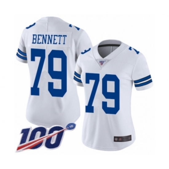 Women's Dallas Cowboys 79 Michael Bennett White Vapor Untouchable Limited Player 100th Season Football Jersey