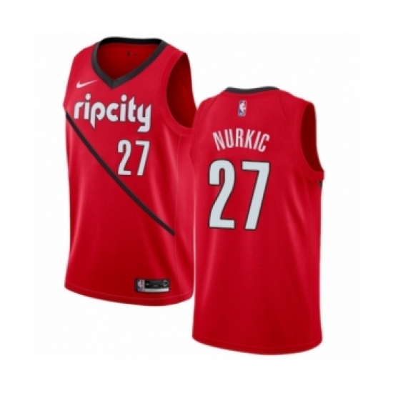 Women's Nike Portland Trail Blazers 27 Jusuf Nurkic Red Swingman Jersey - Earned Edition