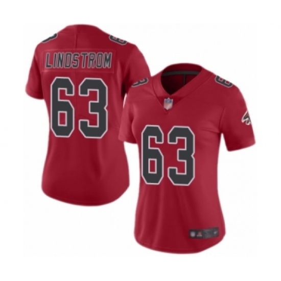 Women's Atlanta Falcons 63 Chris Lindstrom Limited Red Rush Vapor Untouchable Football Jersey