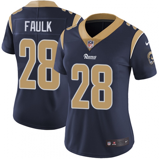 Women's Nike Los Angeles Rams 28 Marshall Faulk Navy Blue Team Color Vapor Untouchable Limited Player NFL Jersey