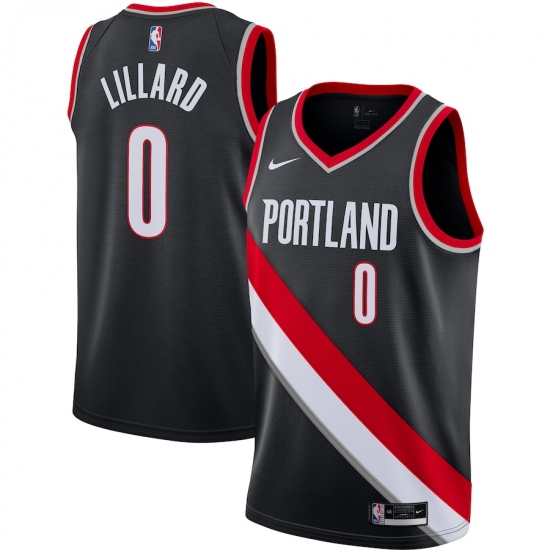 Men's Portland Trail Blazers 0 Damian Lillard Nike Black 2020-21 Swingman Jersey