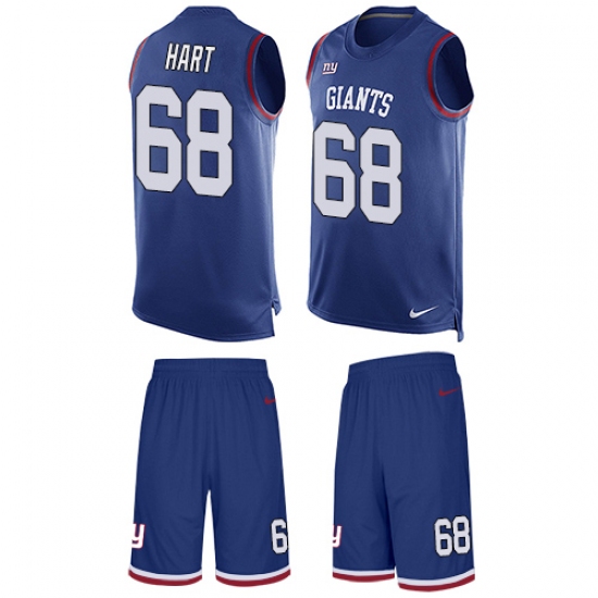 Men's Nike New York Giants 68 Bobby Hart Limited Royal Blue Tank Top Suit NFL Jersey