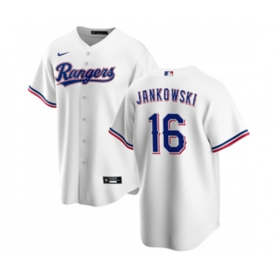 Men's Texas Rangers 16 Travis Jankowski White Cool Base Stitched Baseball Jersey