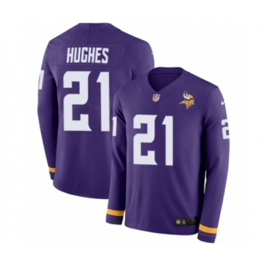 Men's Nike Minnesota Vikings 21 Mike Hughes Limited Purple Therma Long Sleeve NFL Jersey