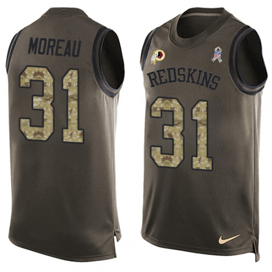 Men's Nike Washington Redskins 31 Fabian Moreau Limited Green Salute to Service Tank Top NFL Jersey