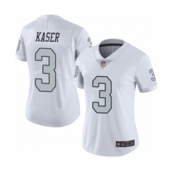 Women's Oakland Raiders 3 Drew Kaser Limited White Rush Vapor Untouchable Football Jersey