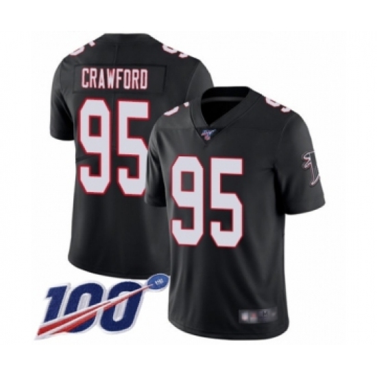 Men's Atlanta Falcons 95 Jack Crawford Black Alternate Vapor Untouchable Limited Player 100th Season Football Jersey