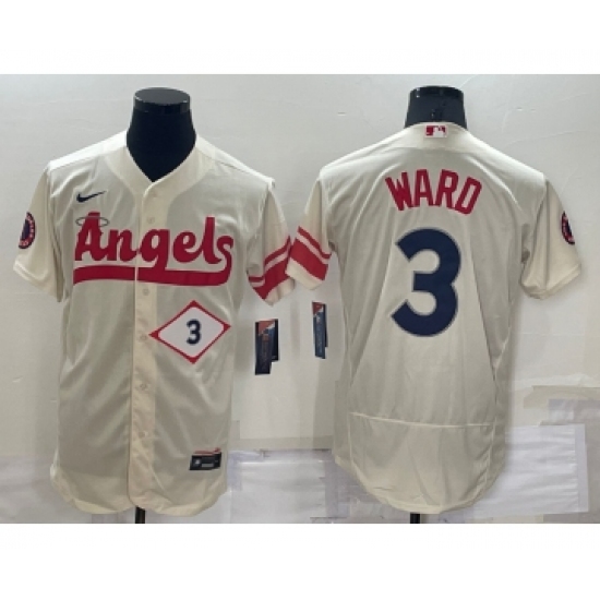 Men's Los Angeles Angels 3 Taylor Ward Number Cream 2022 City Connect Flex Base Stitched Jersey