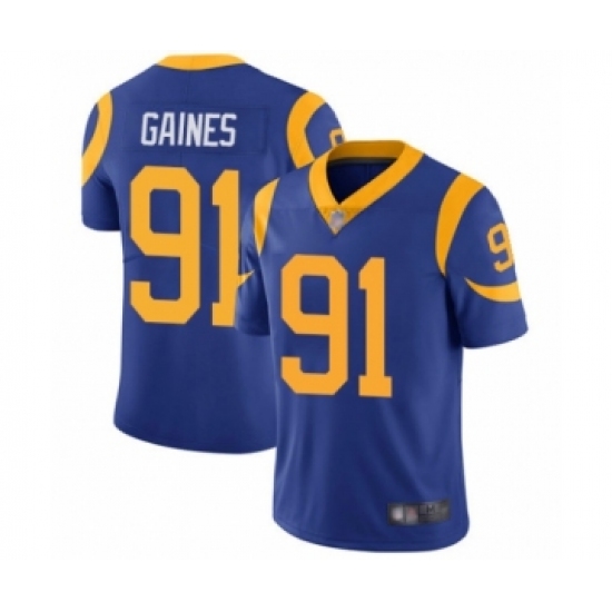 Youth Los Angeles Rams 91 Greg Gaines Royal Blue Alternate Vapor Untouchable Limited Player Football Jersey