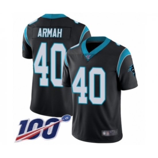 Men's Carolina Panthers 40 Alex Armah Black Team Color Vapor Untouchable Limited Player 100th Season Football Jersey