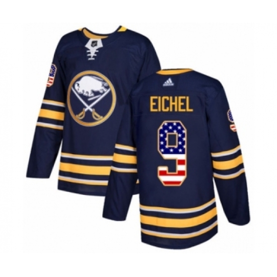 Men's Adidas Buffalo Sabres 9 Jack Eichel Authentic Navy Blue USA Flag Fashion NHL Jersey