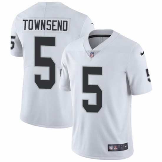 Men's Nike Oakland Raiders 5 Johnny Townsend White Vapor Untouchable Limited Player NFL Jersey