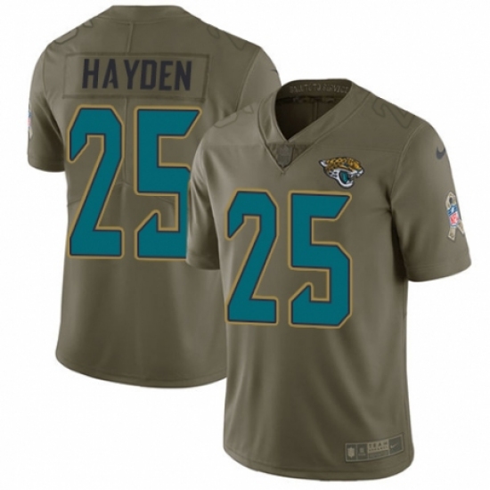 Youth Nike Jacksonville Jaguars 25 D.J. Hayden Limited Olive 2017 Salute to Service NFL Jersey