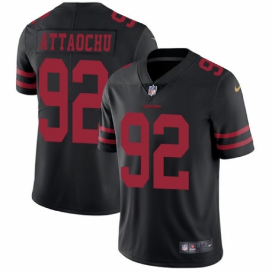 Men's Nike San Francisco 49ers 92 Jeremiah Attaochu Black Vapor Untouchable Limited Player NFL Jersey