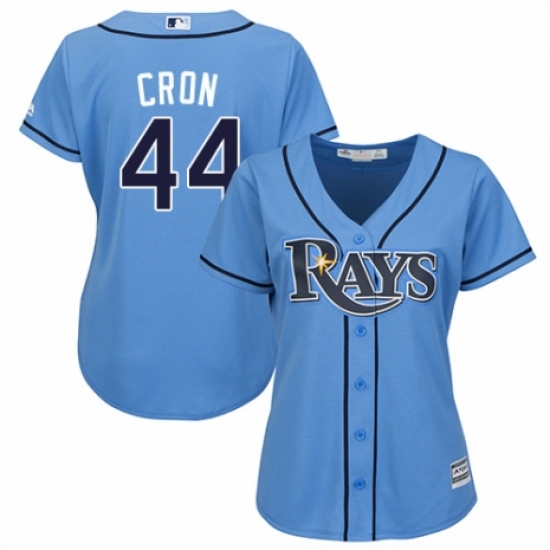 Women's Majestic Tampa Bay Rays 44 C. J. Cron Authentic Light Blue Alternate 2 Cool Base MLB Jersey