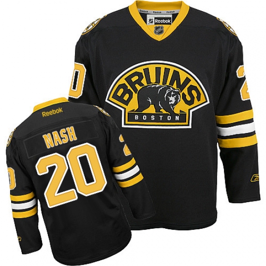 Men's Reebok Boston Bruins 20 Riley Nash Premier Black Third NHL Jersey